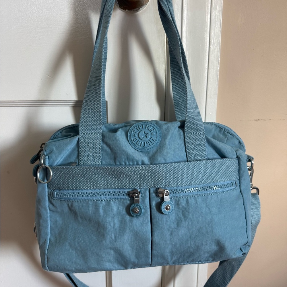 Kipling Klara Blue Mist Tonal Shoulder Bag